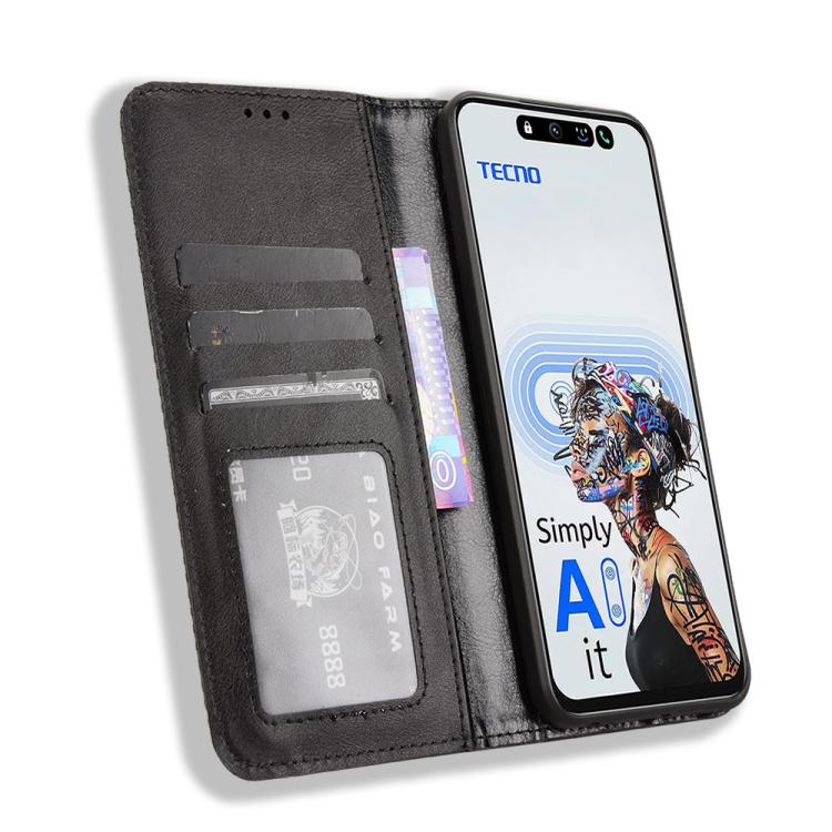 For Tecno Pova 6 Neo 5G / Spark 30 5G Magnetic Buckle Retro Texture Leather Phone Case