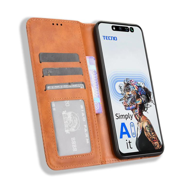 For Tecno Pova 6 Neo 5G / Spark 30 5G Magnetic Buckle Retro Texture Leather Phone Case