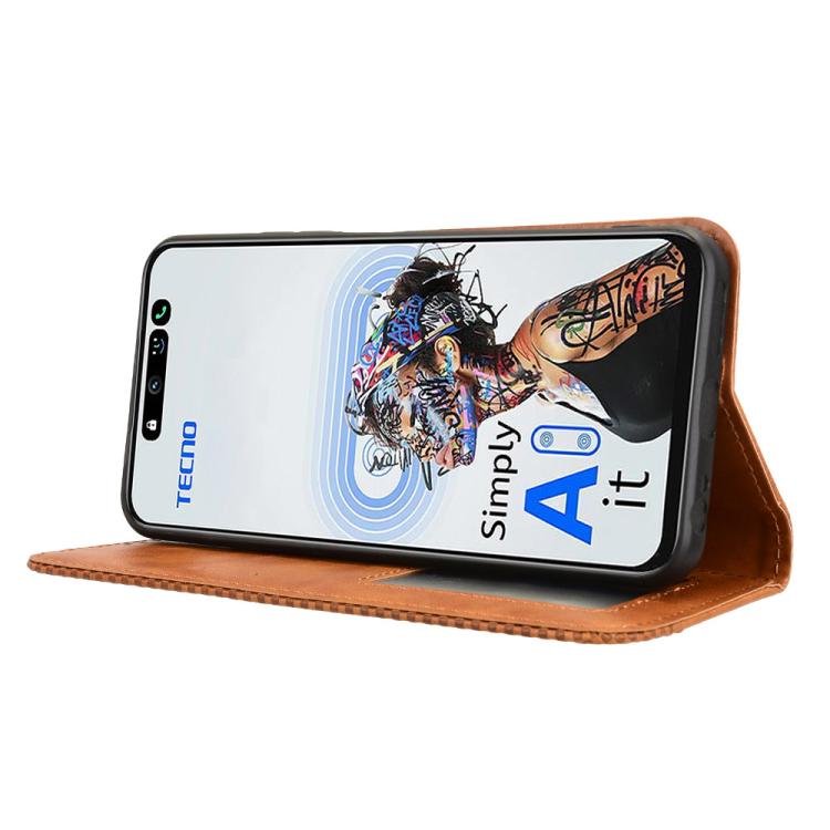 For Tecno Pova 6 Neo 5G / Spark 30 5G Magnetic Buckle Retro Texture Leather Phone Case