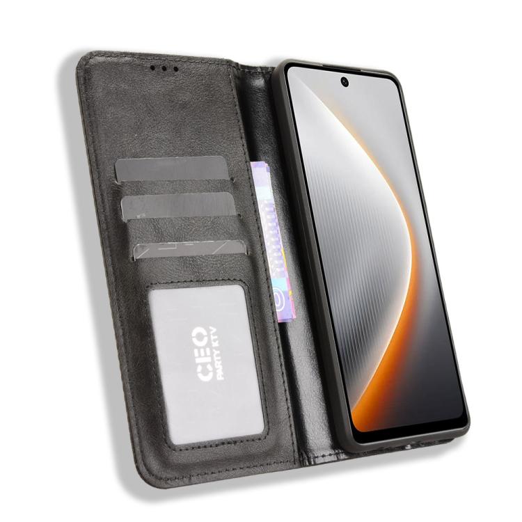 For Tecno Pova 7 4G Magnetic Buckle Retro Texture Leather Phone Case