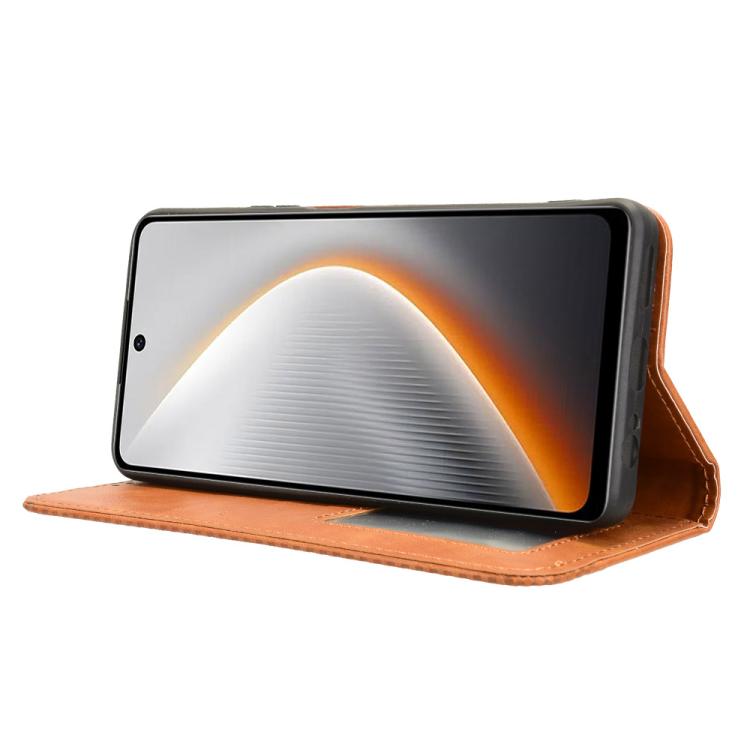 For Tecno Pova 7 4G Magnetic Buckle Retro Texture Leather Phone Case