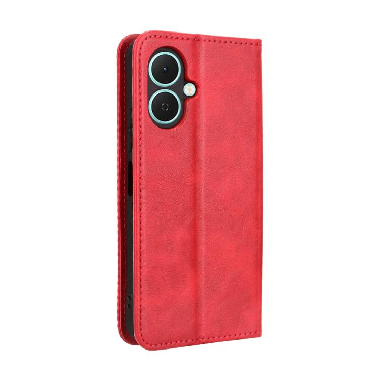 For Tecno Spark Go 2 4G Magnetic Buckle Retro Texture Leather Phone Case