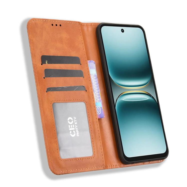 For Tecno Spark Go 2 4G Magnetic Buckle Retro Texture Leather Phone Case