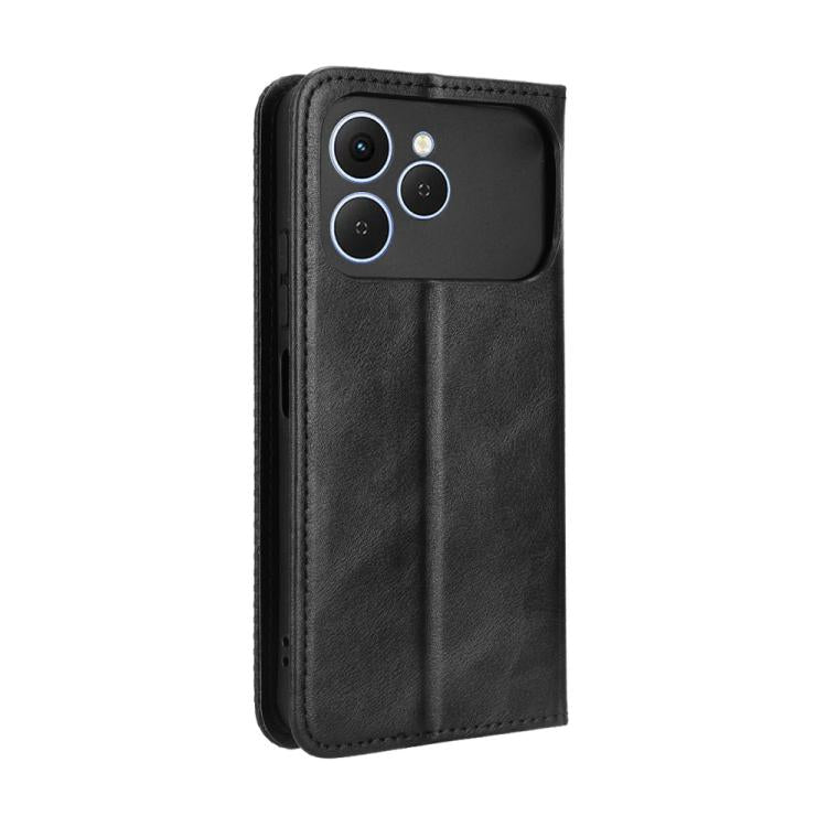 For Tecno Spark 40 4G Magnetic Buckle Retro Texture Leather Phone Case