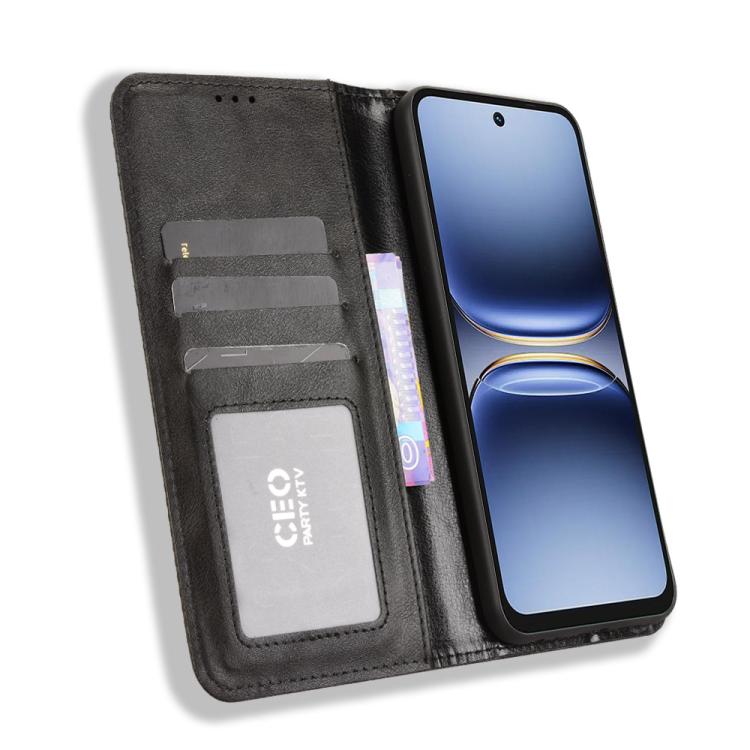 For Tecno Spark 40 4G Magnetic Buckle Retro Texture Leather Phone Case