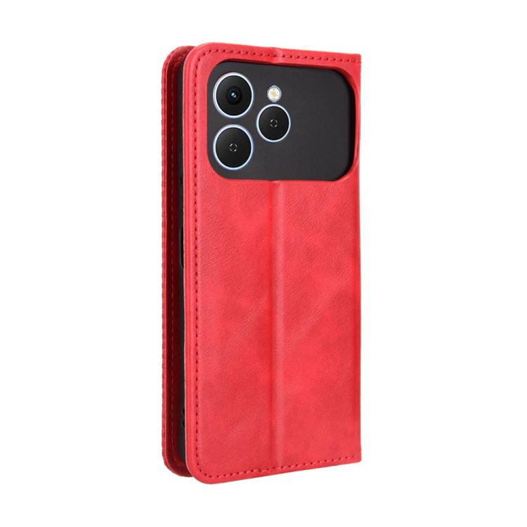 For Tecno Spark 40 4G Magnetic Buckle Retro Texture Leather Phone Case