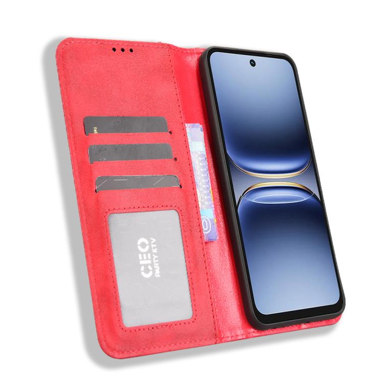 For Tecno Spark 40 4G Magnetic Buckle Retro Texture Leather Phone Case