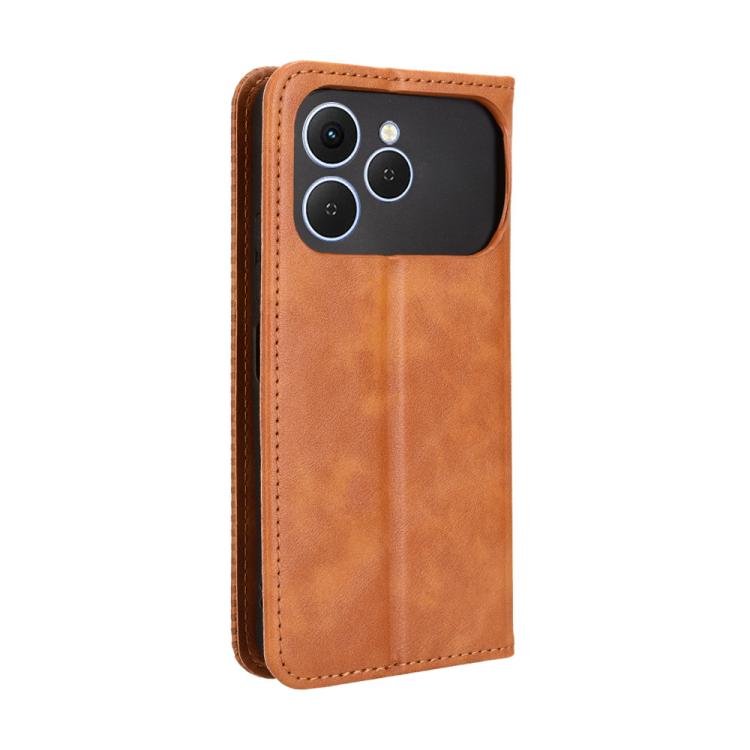 For Tecno Spark 40 4G Magnetic Buckle Retro Texture Leather Phone Case