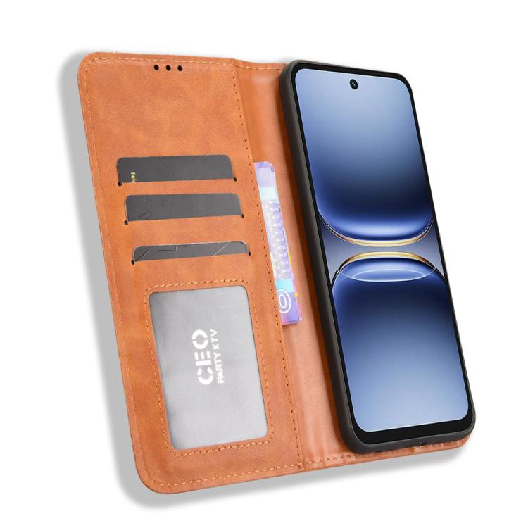 For Tecno Spark 40 4G Magnetic Buckle Retro Texture Leather Phone Case