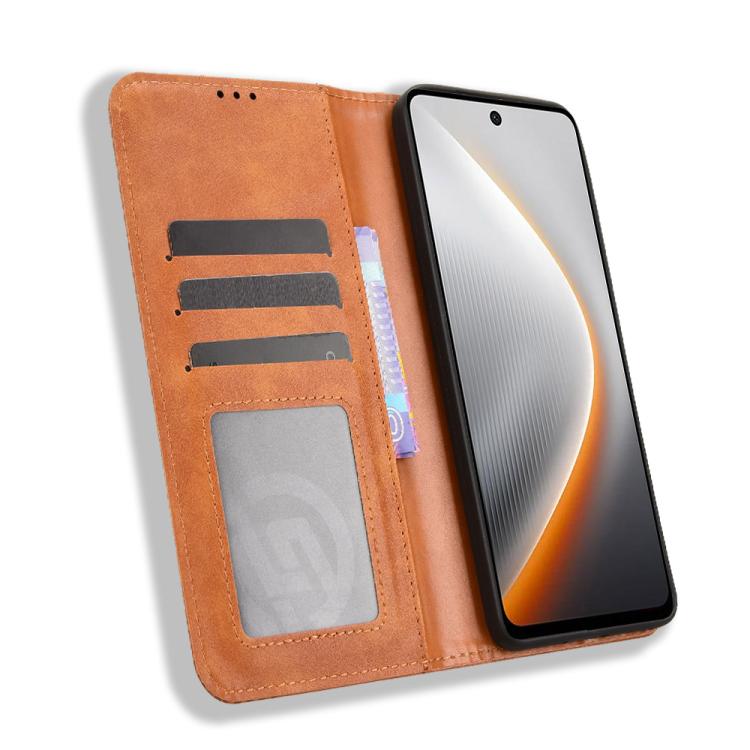 For Tecno Pova 7 5G Magnetic Buckle Retro Texture Leather Phone Case