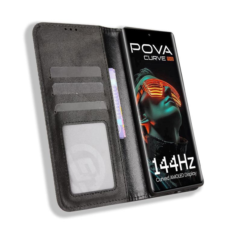 For Tecno Pova Curve 5G Magnetic Buckle Retro Texture Leather Phone Case