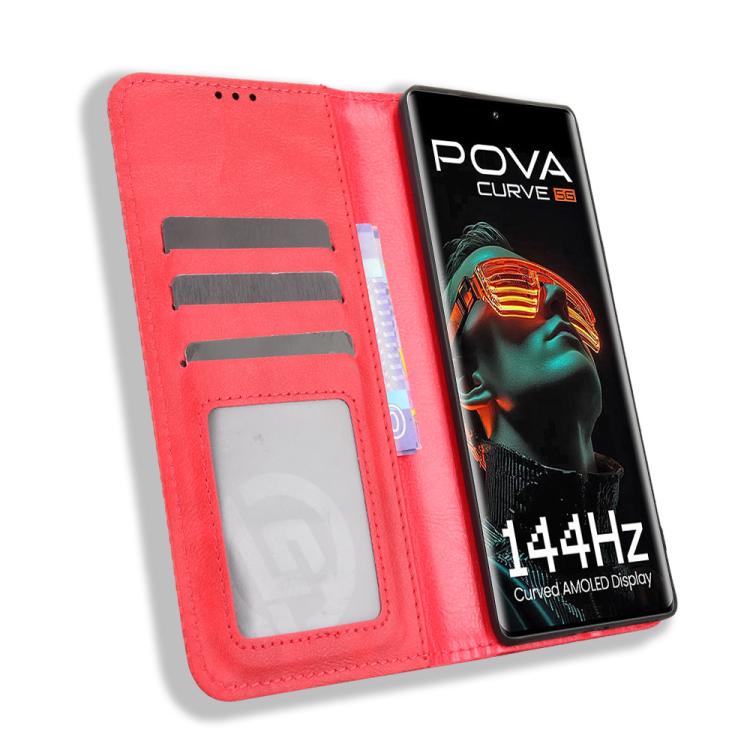 For Tecno Pova Curve 5G Magnetic Buckle Retro Texture Leather Phone Case