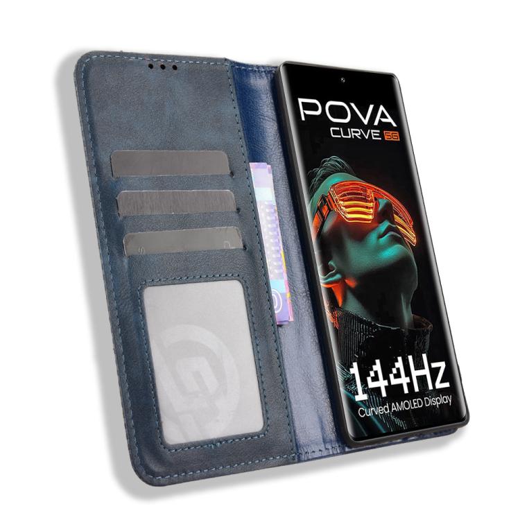 For Tecno Pova Curve 5G Magnetic Buckle Retro Texture Leather Phone Case