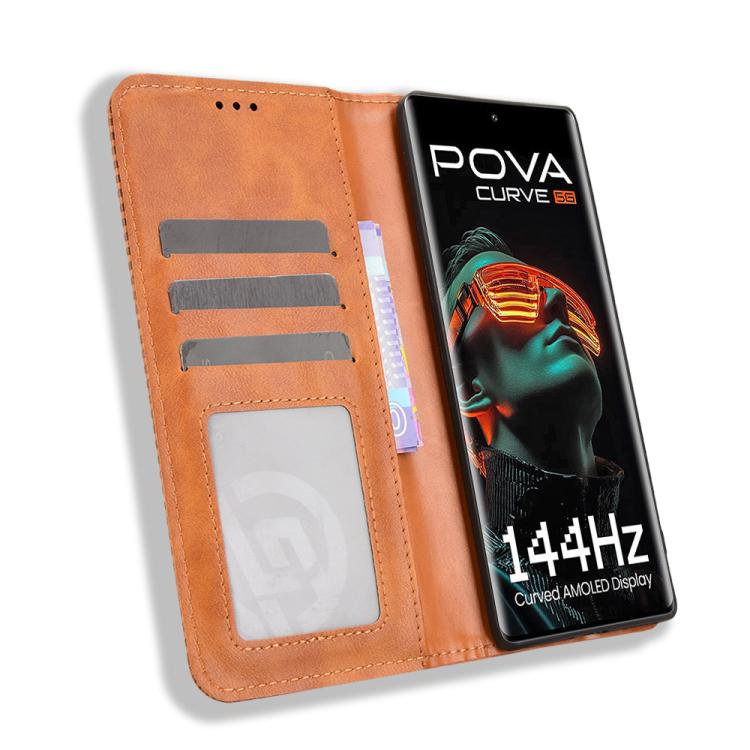 For Tecno Pova Curve 5G Magnetic Buckle Retro Texture Leather Phone Case
