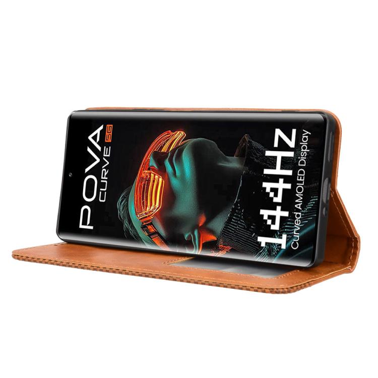 For Tecno Pova Curve 5G Magnetic Buckle Retro Texture Leather Phone Case