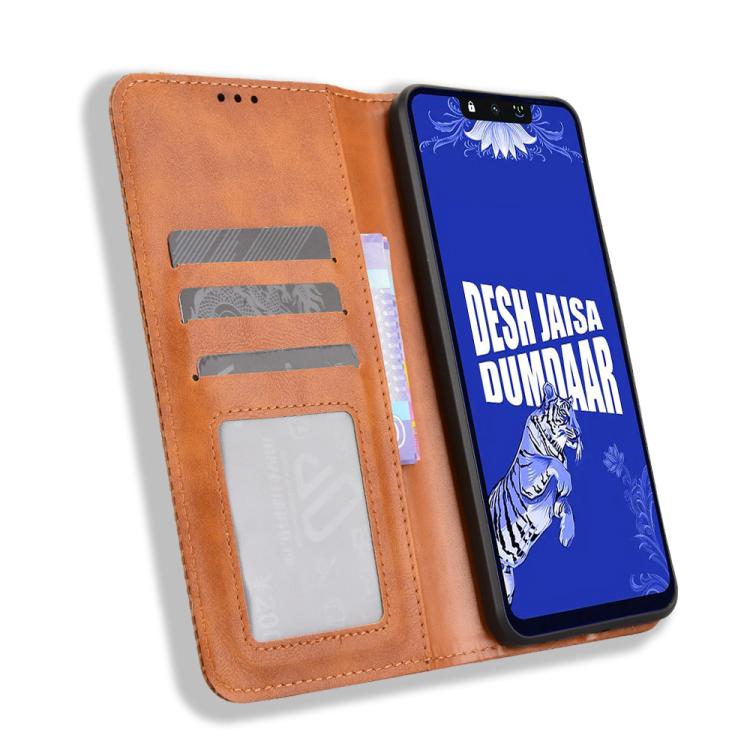 For Tenco Spark Go 3 Magnetic Buckle Retro Texture Leather Phone Case
