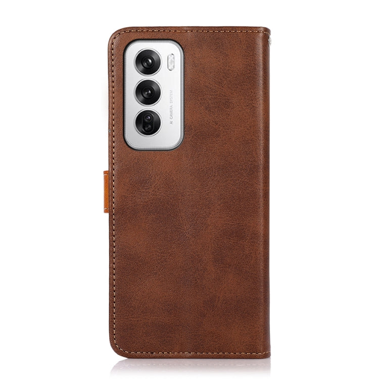 For OPPO Reno12 5G Global KHAZNEH Dual-color Cowhide Texture Flip Leather Phone Case