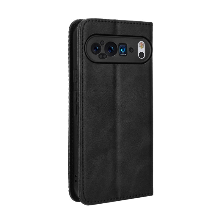 For Google Pixel 9 Pro Magnetic Buckle Retro Texture Leather Phone Case