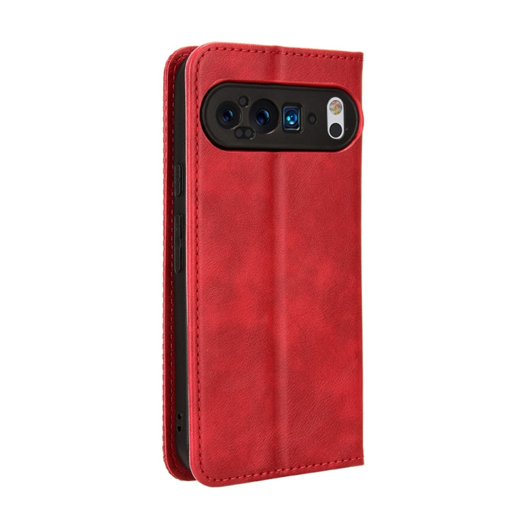 For Google Pixel 9 Pro Magnetic Buckle Retro Texture Leather Phone Case