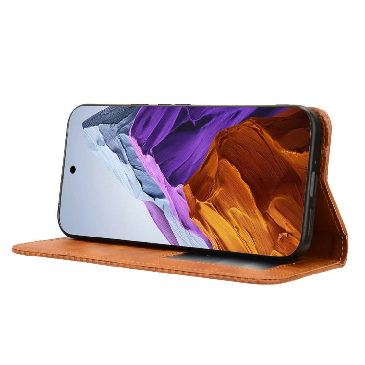 For Google Pixel 9 Pro Magnetic Buckle Retro Texture Leather Phone Case