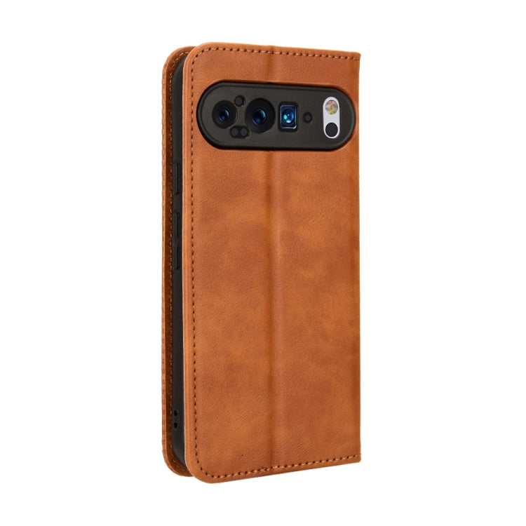 For Google Pixel 9 Magnetic Buckle Retro Texture Leather Phone Case