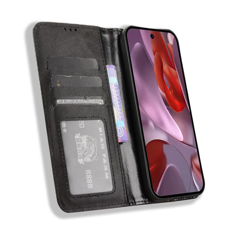 For Google Pixel 9a Magnetic Buckle Retro Texture Leather Phone Case