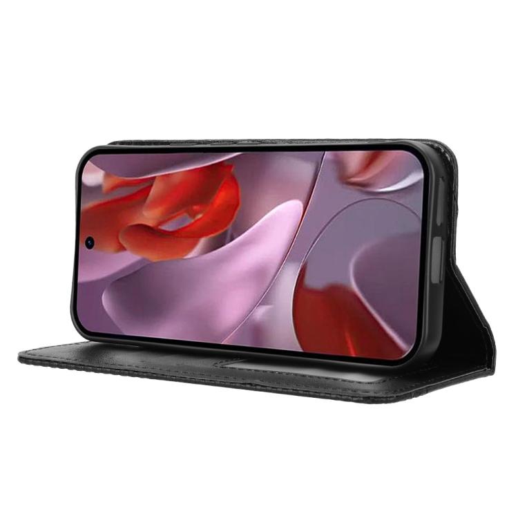 For Google Pixel 9a Magnetic Buckle Retro Texture Leather Phone Case