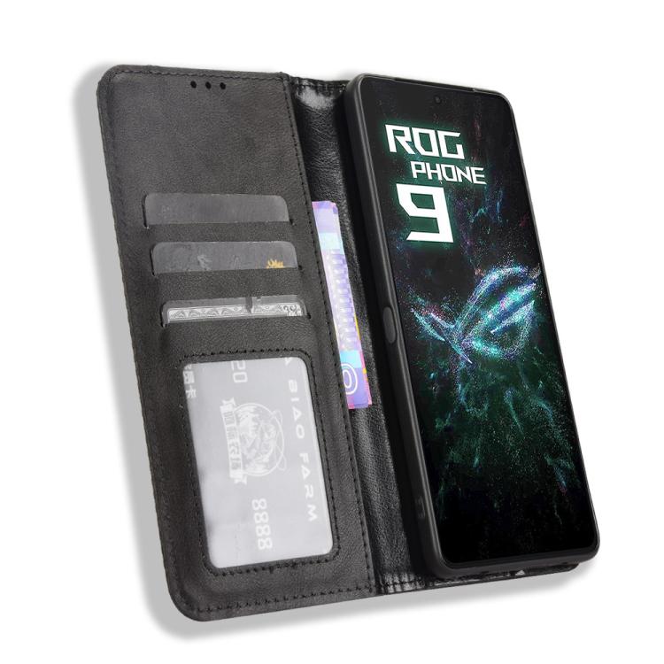 For ASUS ROG Phone 9 / 9 Pro Magnetic Buckle Retro Texture Leather Phone Case