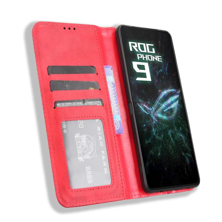 For ASUS ROG Phone 9 / 9 Pro Magnetic Buckle Retro Texture Leather Phone Case
