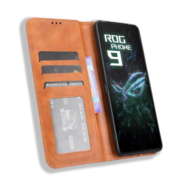 For ASUS ROG Phone 9 / 9 Pro Magnetic Buckle Retro Texture Leather Phone Case