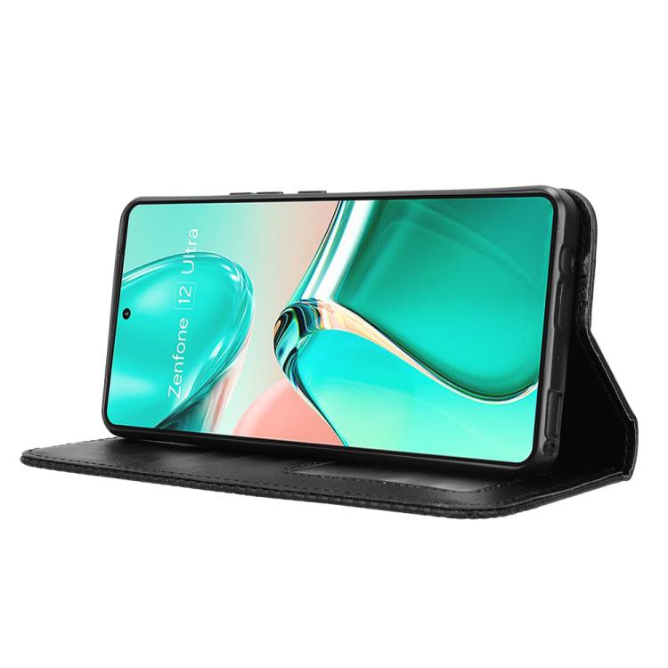 For ASUS Zenfone 12 Ultra Magnetic Buckle Retro Texture Leather Phone Case