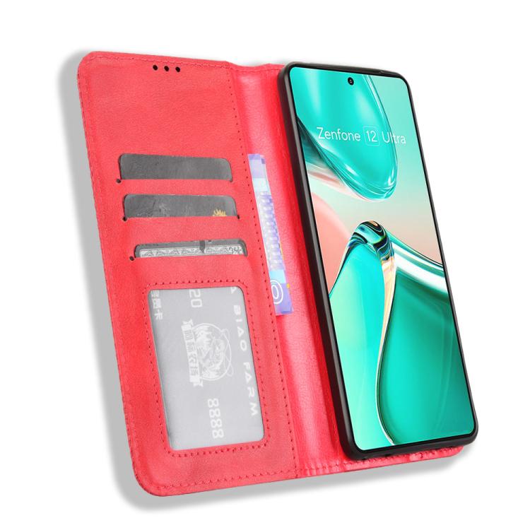 For ASUS Zenfone 12 Ultra Magnetic Buckle Retro Texture Leather Phone Case