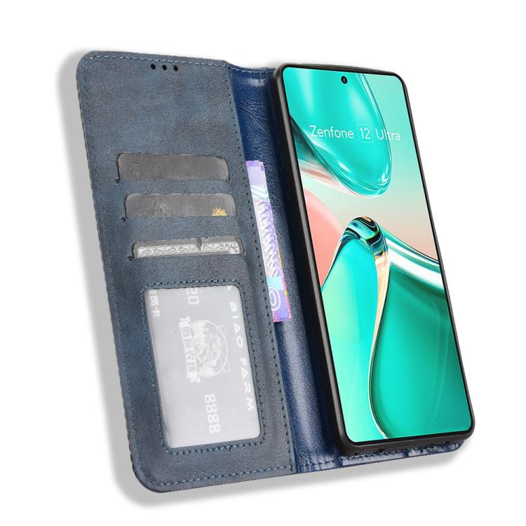 For ASUS Zenfone 12 Ultra Magnetic Buckle Retro Texture Leather Phone Case
