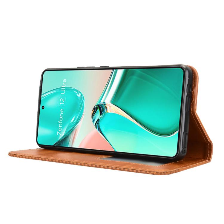For ASUS Zenfone 12 Ultra Magnetic Buckle Retro Texture Leather Phone Case