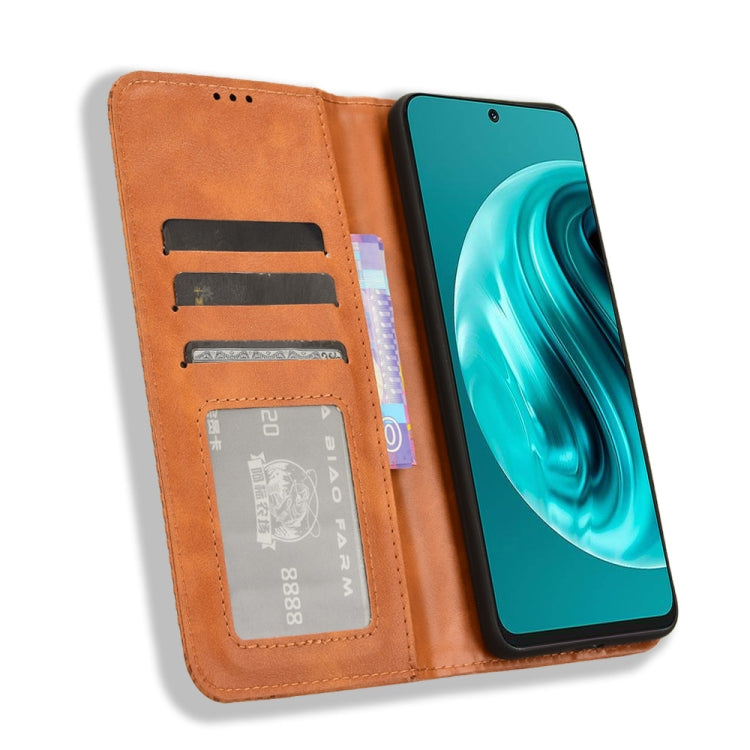 For Huawei nova 12i 4G / Enjoy 70 Pro 4G Magnetic Buckle Retro Texture Leather Phone Case
