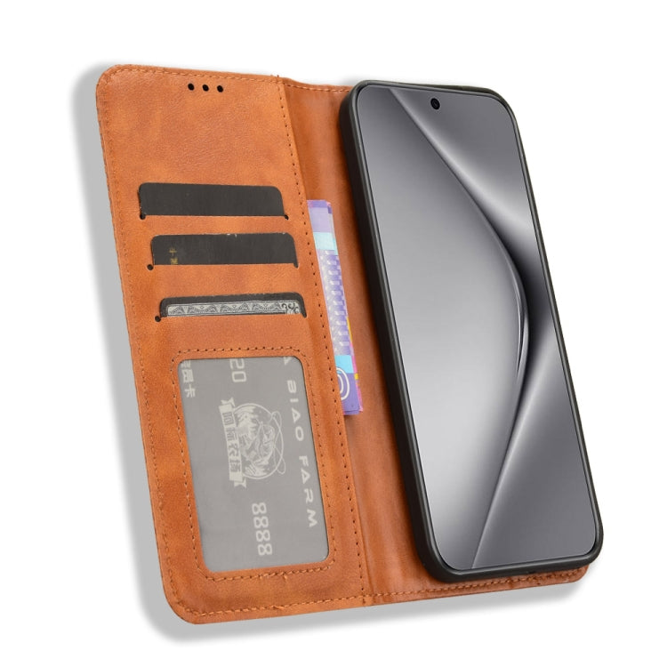 For Huawei Pura 70 Magnetic Buckle Retro Texture Leather Phone Case