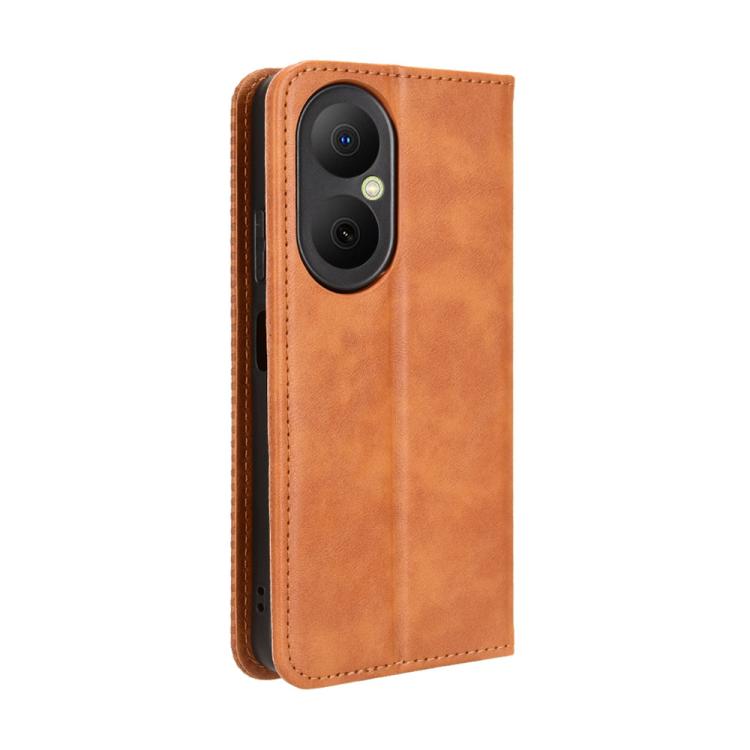For Huawei Enjoy 80 4G / nova Y73 4G Magnetic Buckle Retro Texture Leather Phone Case