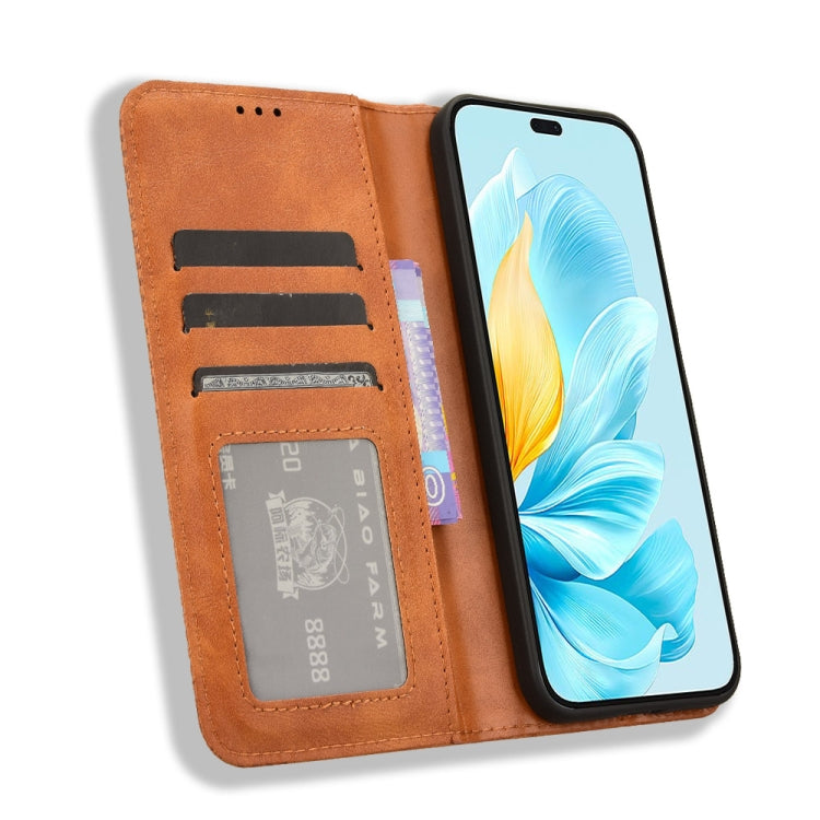 For Honor 200 Lite Global Magnetic Buckle Retro Texture Leather Phone Case