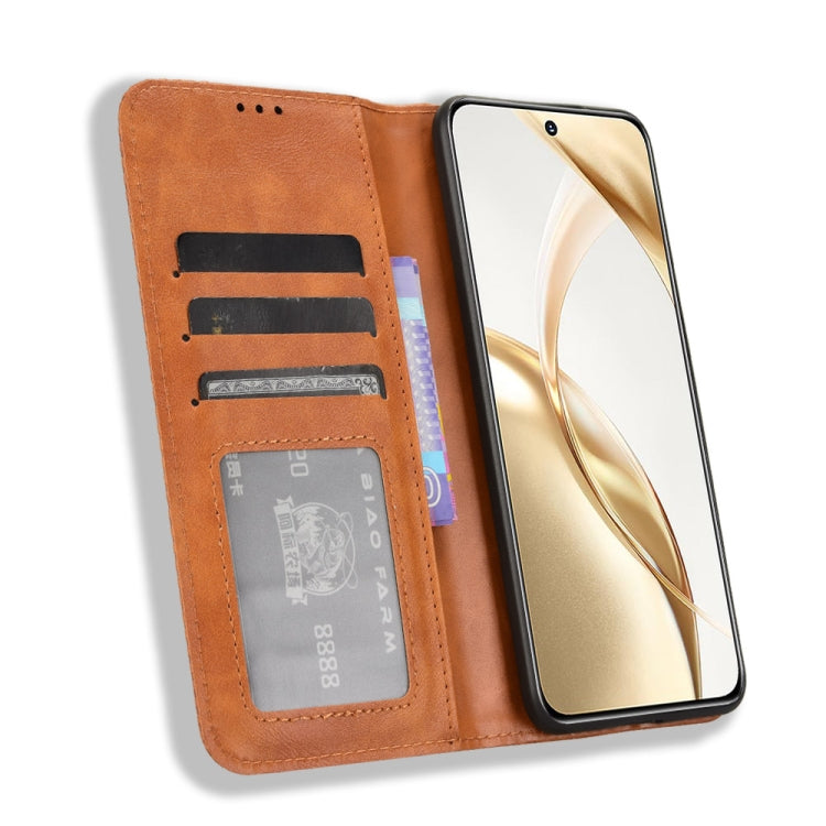 For Honor 200 5G Magnetic Buckle Retro Texture Leather Phone Case