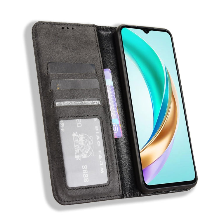 For Honor X6b 4G Magnetic Buckle Retro Texture Leather Phone Case