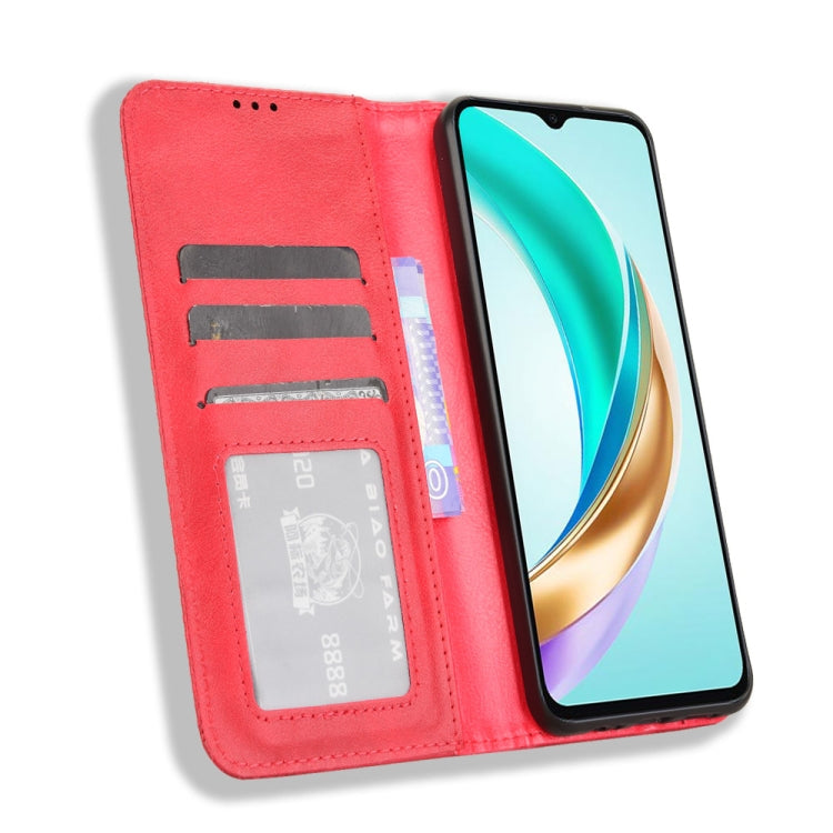 For Honor X6b 4G Magnetic Buckle Retro Texture Leather Phone Case