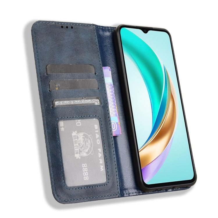 For Honor X6b 4G Magnetic Buckle Retro Texture Leather Phone Case