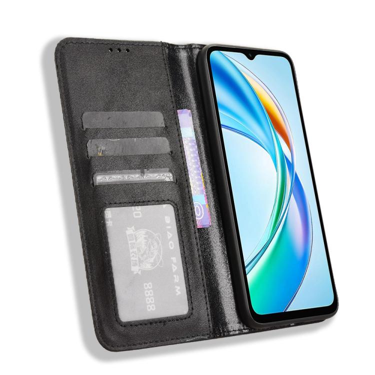 For Honor X5b 4G Magnetic Buckle Retro Texture Leather Phone Case