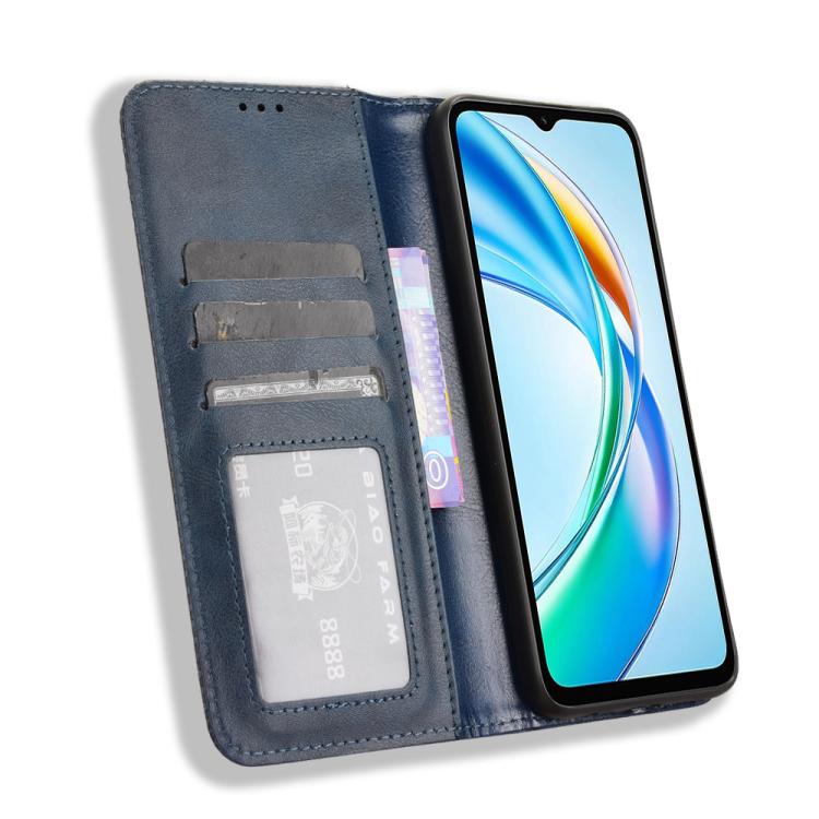 For Honor X5b 4G Magnetic Buckle Retro Texture Leather Phone Case