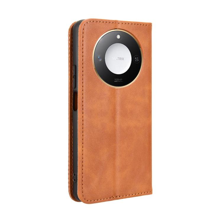For Honor X60 5G / X9C Smart Magnetic Buckle Retro Texture Leather Phone Case