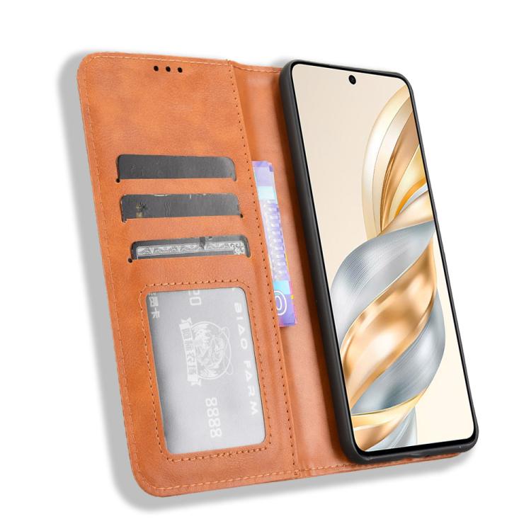For Honor X60 5G / X9C Smart Magnetic Buckle Retro Texture Leather Phone Case