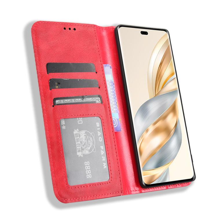 For Honor X60 Pro 5G / X9C 5G Magnetic Buckle Retro Texture Leather Phone Case