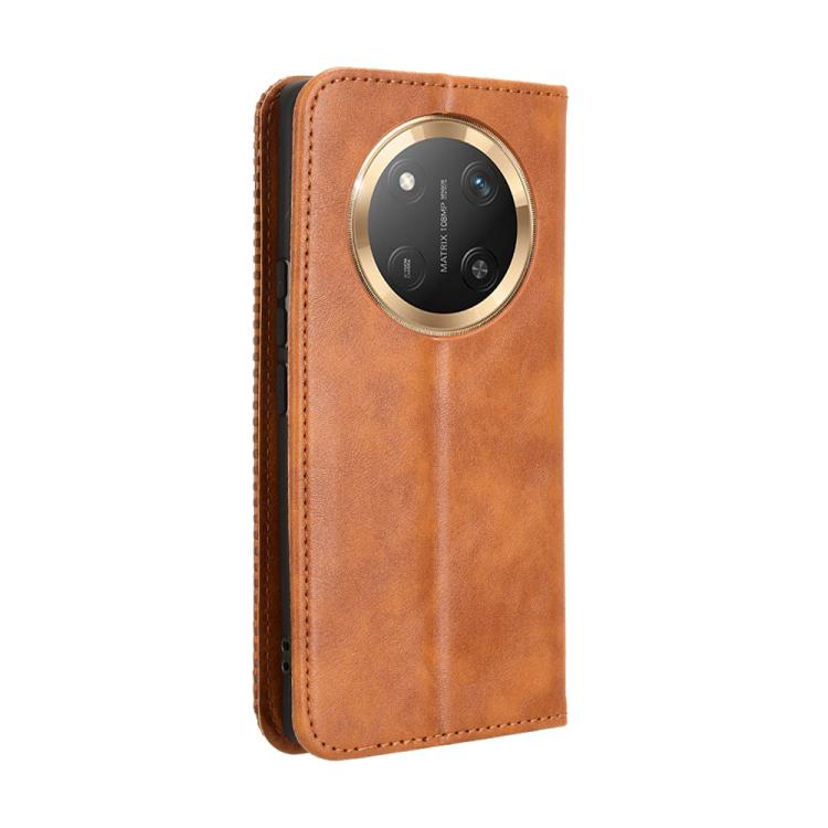 For Honor X60 Pro 5G / X9C 5G Magnetic Buckle Retro Texture Leather Phone Case