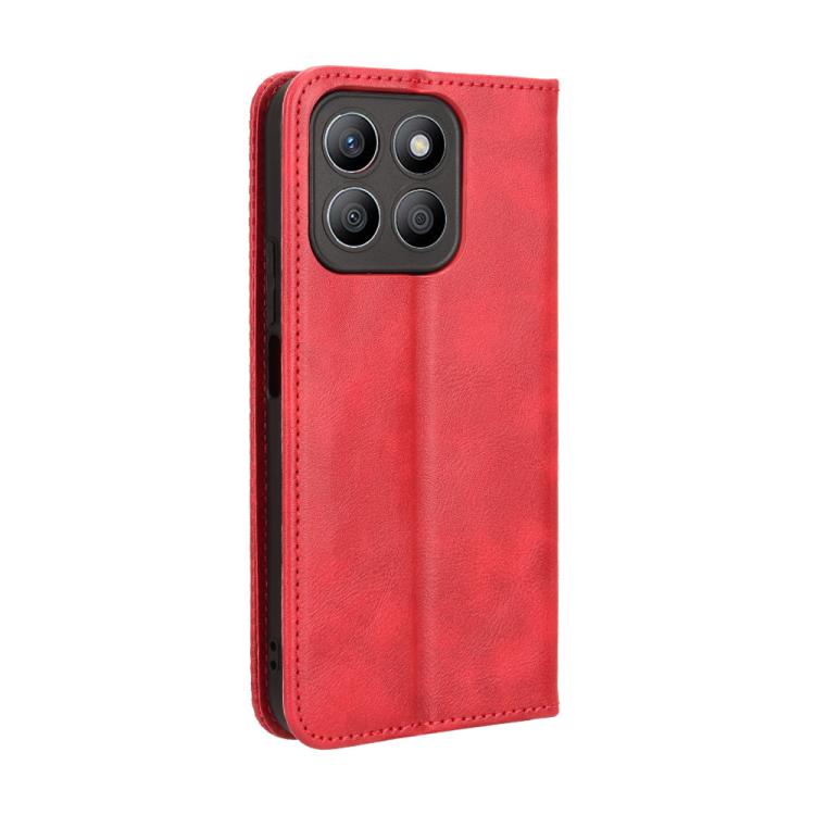 For Honor X8c 4G Magnetic Buckle Retro Texture Leather Phone Case