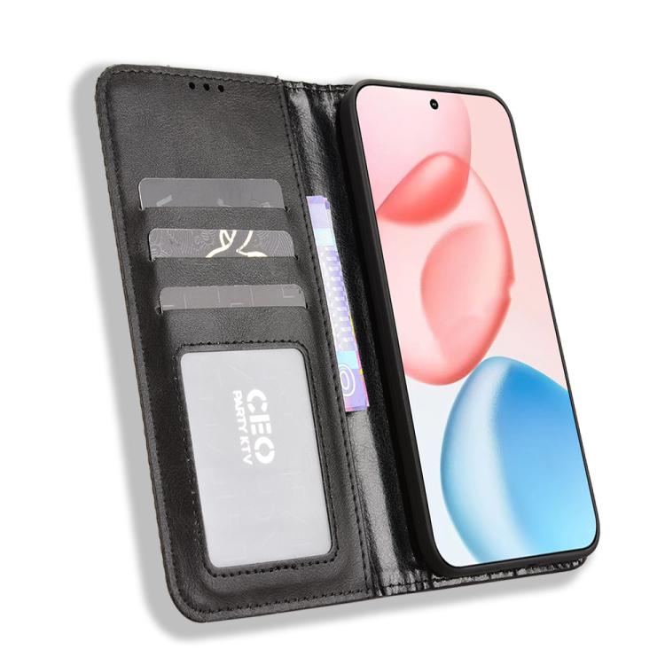 For Honor 400 Global 156.5mm Magnetic Buckle Retro Texture Leather Phone Case
